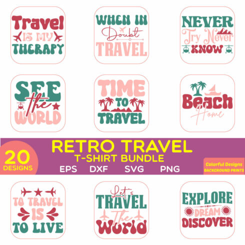 retro travel t-shirt bundle cover image.