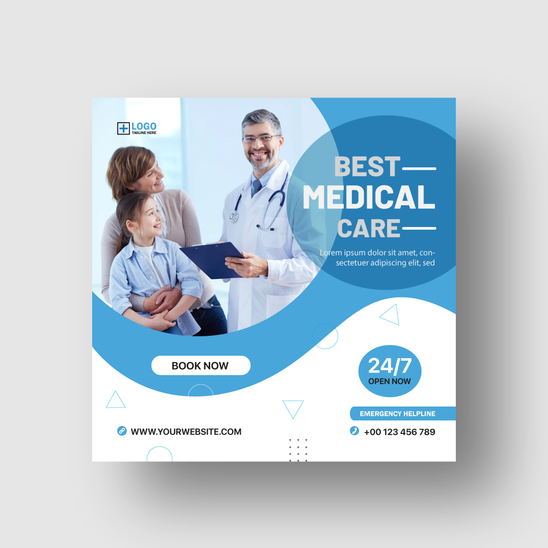 Medical Care Social Media Post/Banner template preview image.