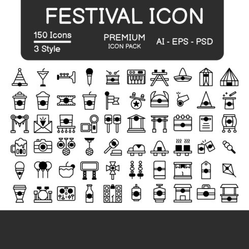 Festival Icon Pack Black Style Design Sign And Symbol cover image.