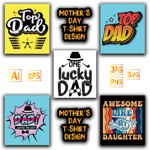 Father\'s Day SVG Bundle Typography Vector T-shirt Design cover image.