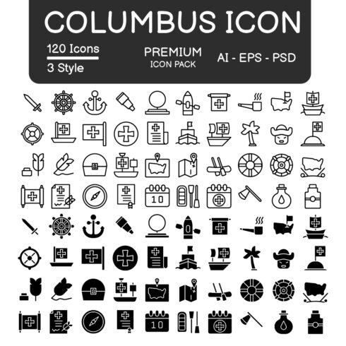 Columbus icon set black style illustration vector element and symbol perfect cover image.