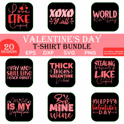 Valentine\'s day t-shirt Bundle cover image.