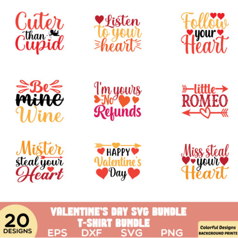 Valentine\\\'s Day SVG Bundle cover image.
