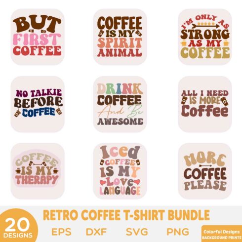 retro coffee t-shirt bundle cover image.