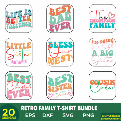 retro family t-shirt bundle cover image.