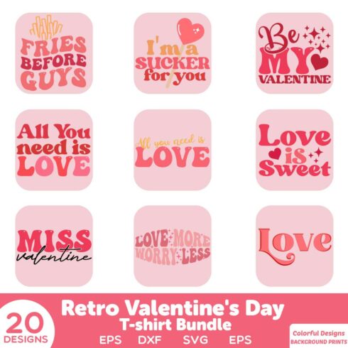 Retro Valentine's Day T Shirt Bundle cover image.