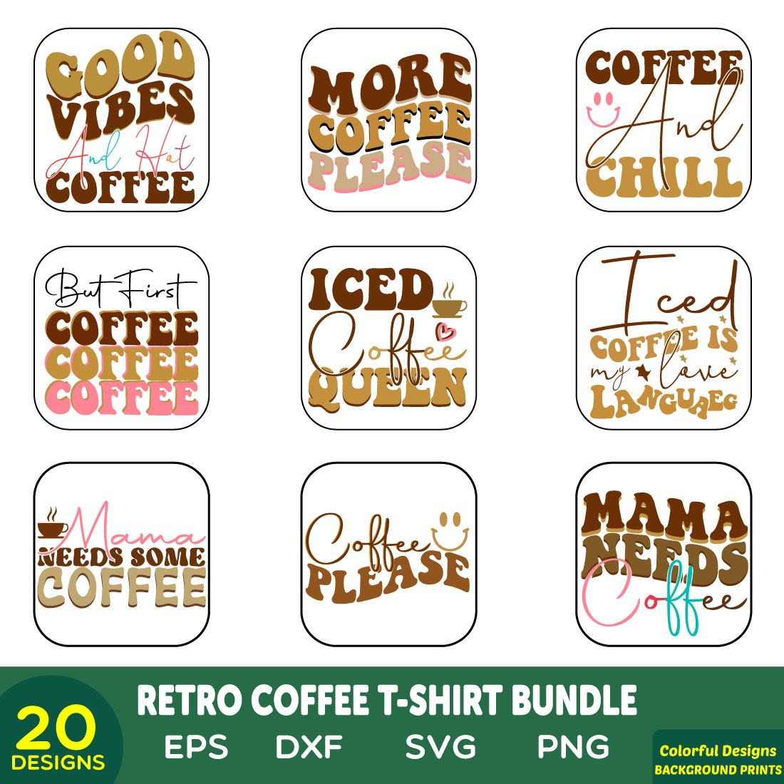 retro coffee t- shirt bundle cover image.