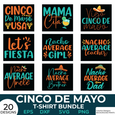 Cinco de mayo t-shirt bundle cover image.