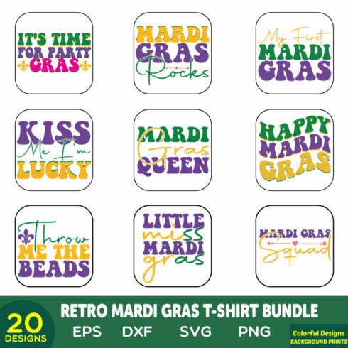 Retro Mardi Gras T-shirt Bundle cover image.