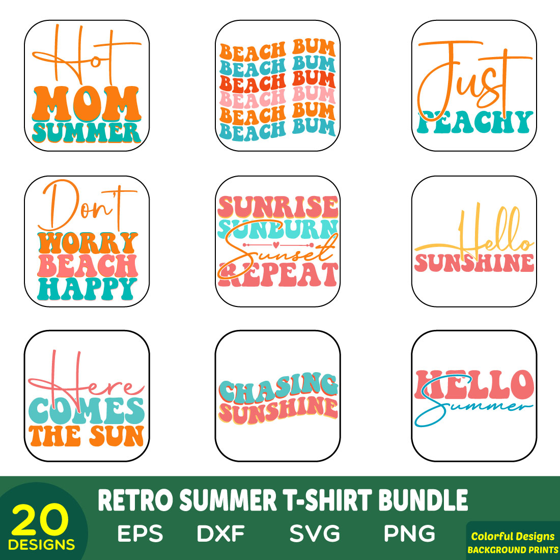 Retro Summer T-Shirt Bundle cover image.