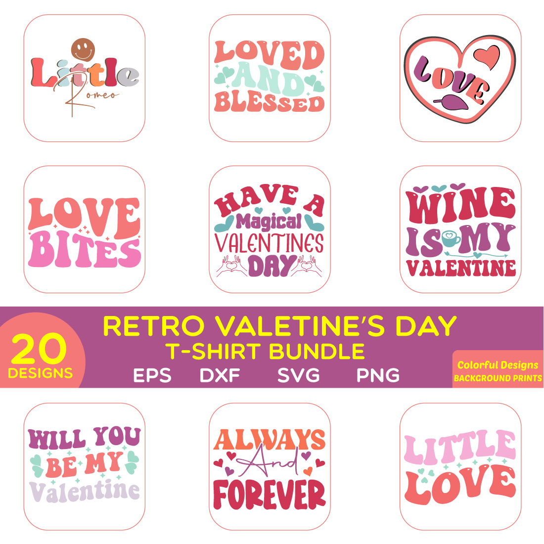 Valentine\'s day t-shirt bundle cover image.
