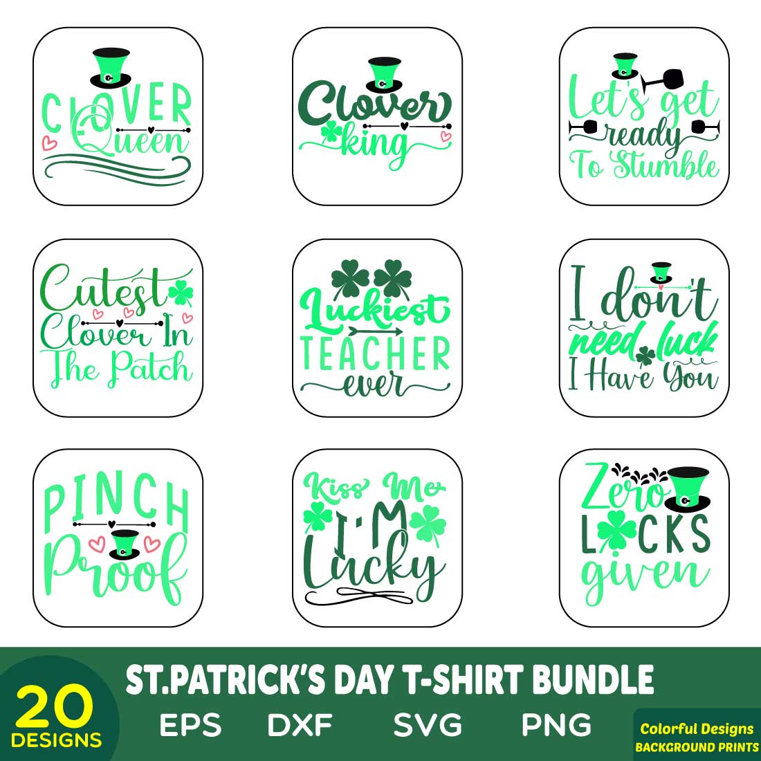 st patrick\'s day t-shirt bundle cover image.