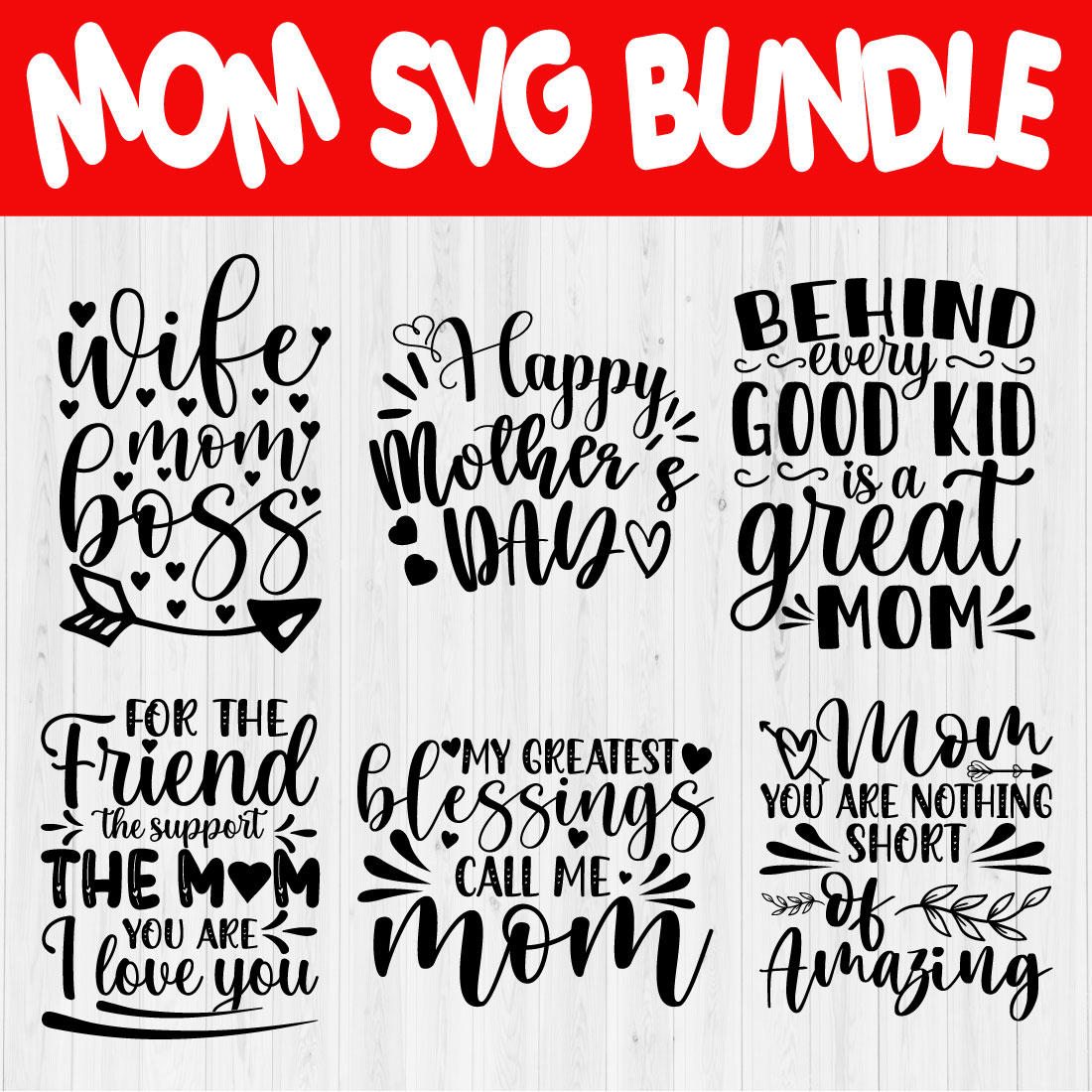 Mom Typography Svg Bundle Vol27 cover image.