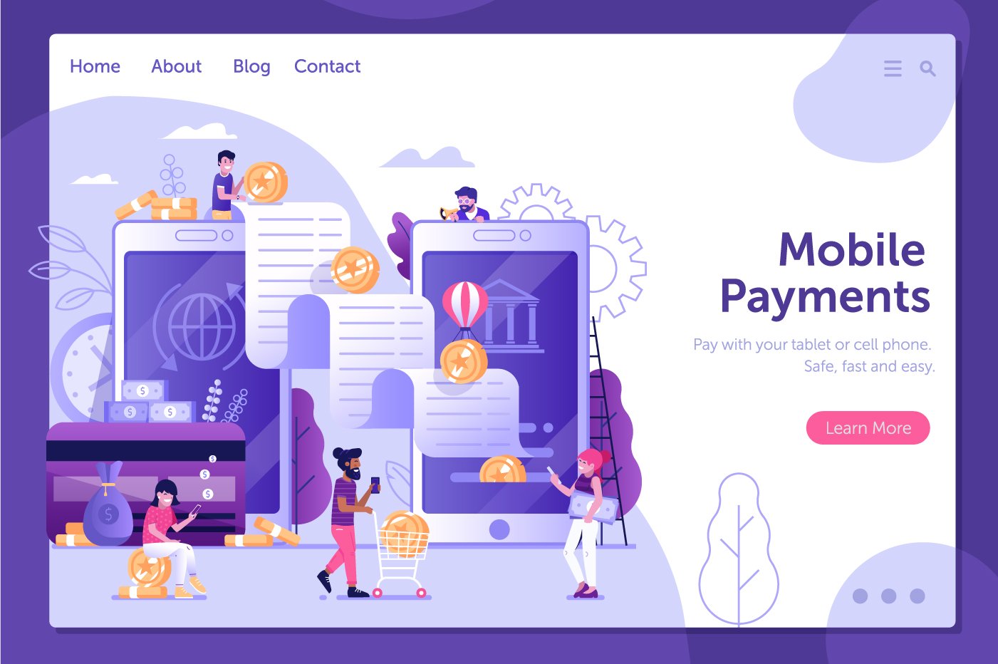A landing page for a mobile payment app.