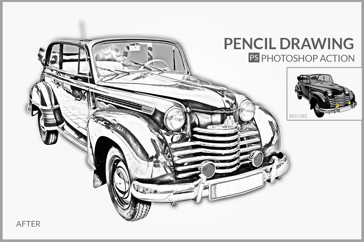 Realistic pencil drwaing actionpreview image.