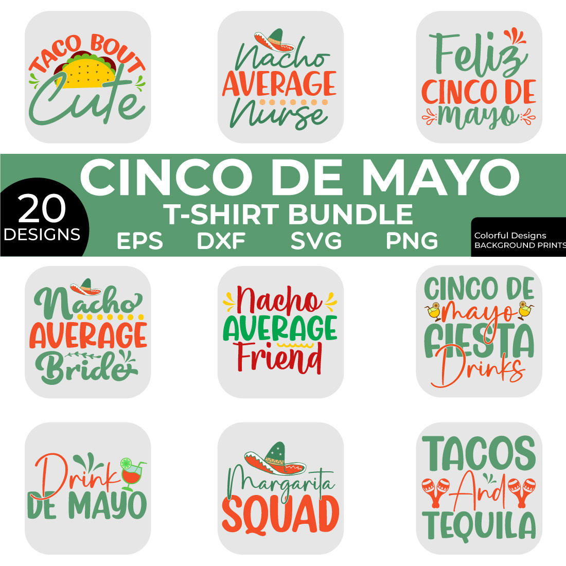 Cinco de mayo t-shirt bundle preview image.