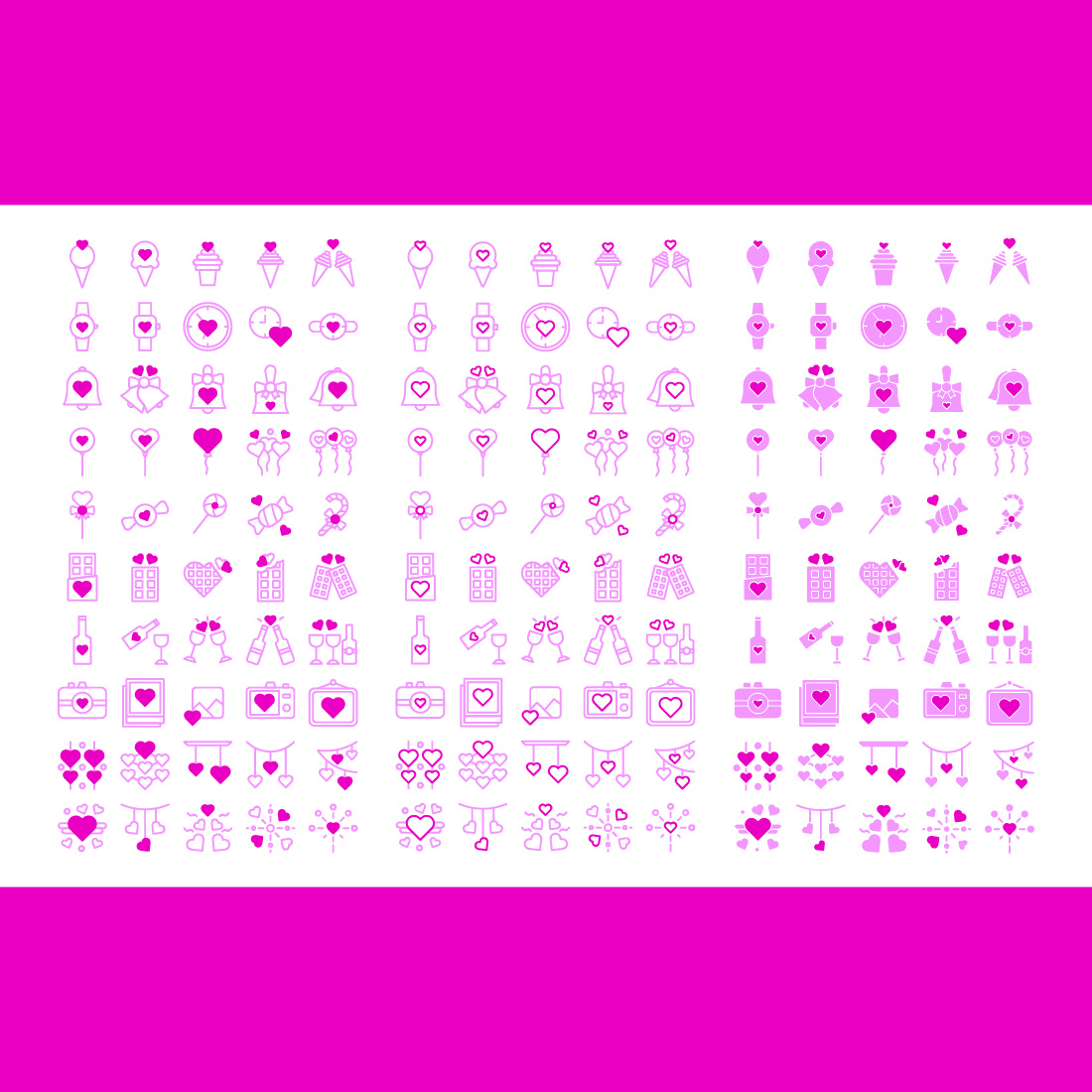 Valentine Icon Pack Pink Style Design Sign and Symbol preview image.