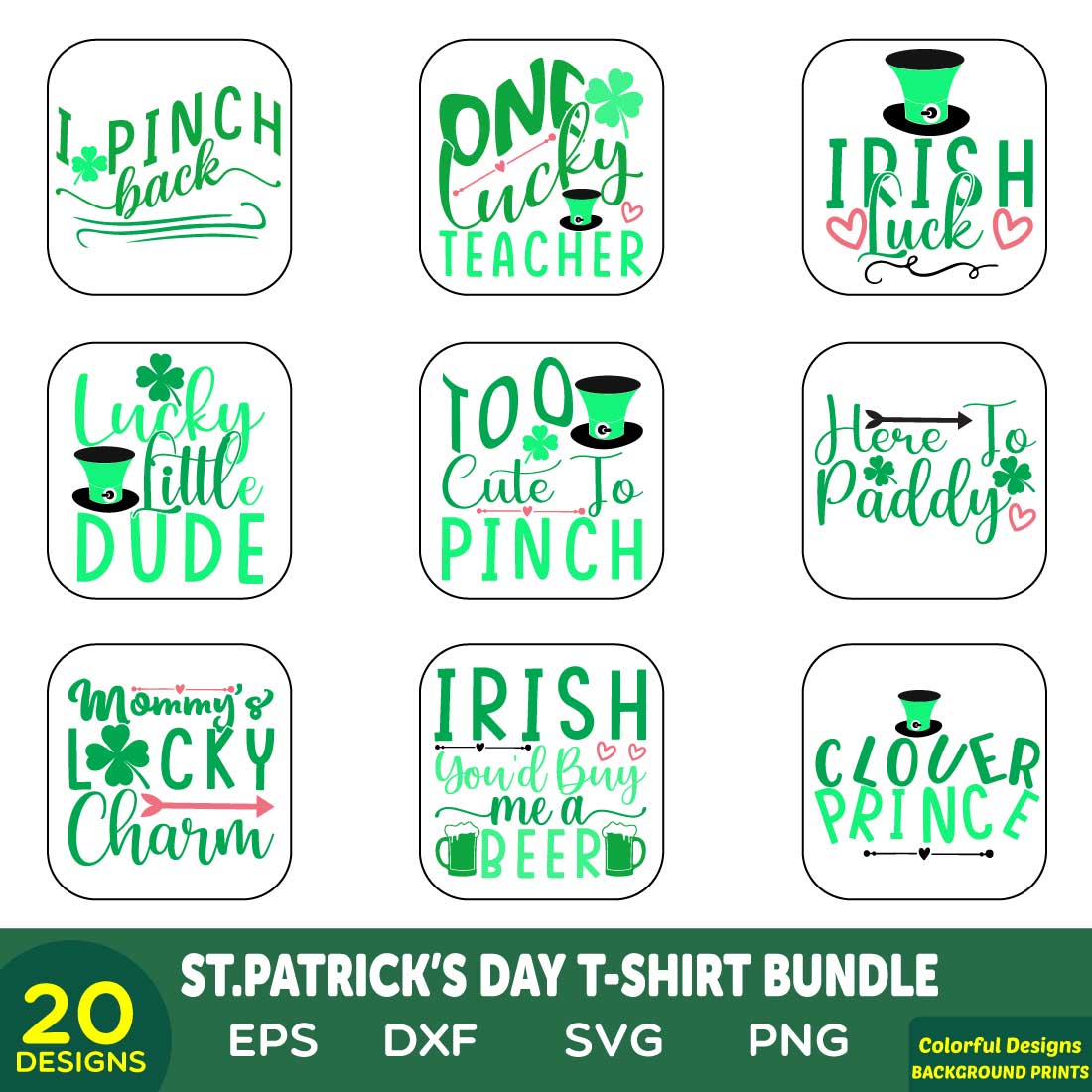 st patrick\'s day t-shirt bundle preview image.