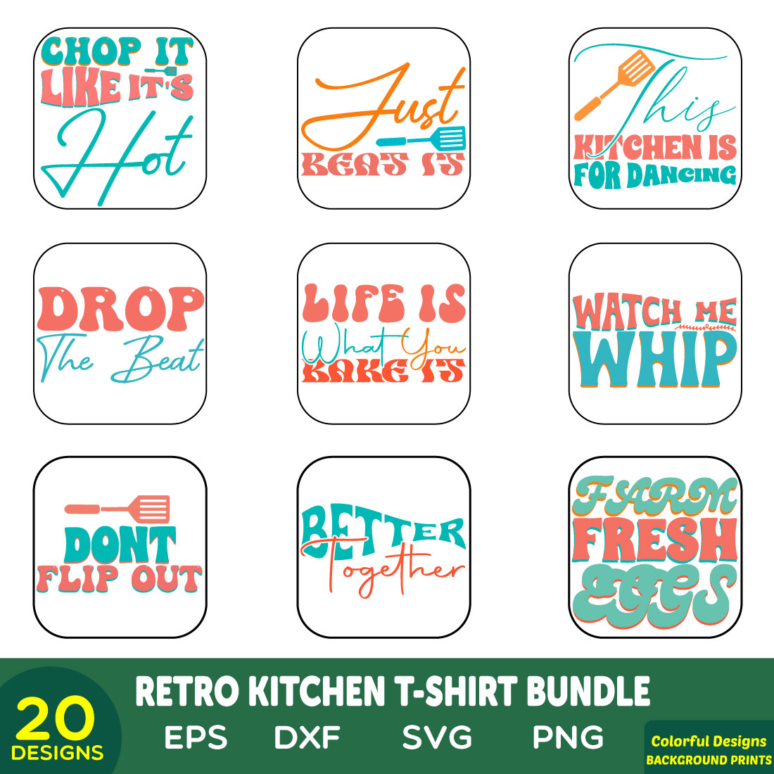 Retro Kitchen T-Shirt Bundle preview image.