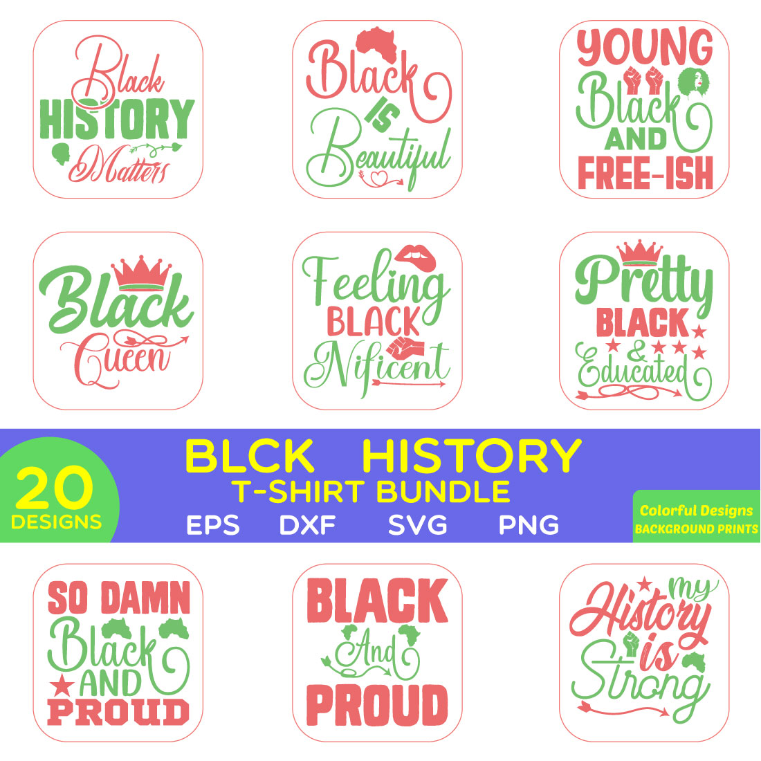 black history t-shirt bundle preview image.