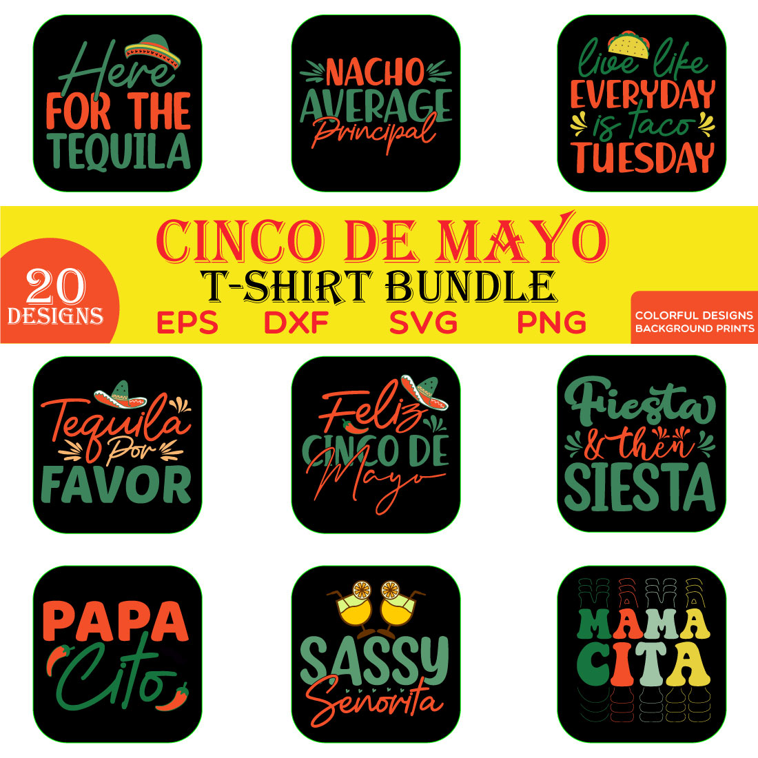 Cinco De Mayo T-shirt Bundle preview image.