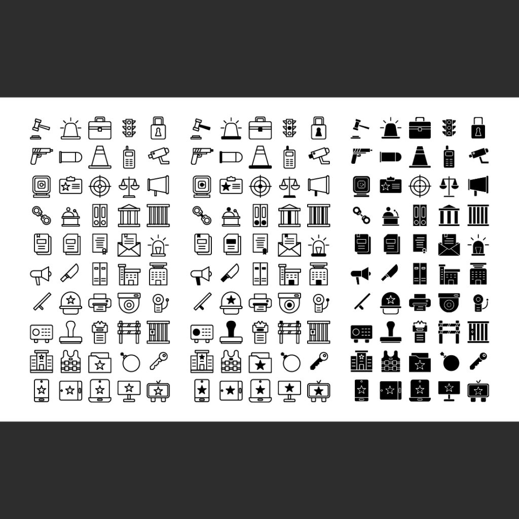 Style Police Icon Police Icon Pack Black Style Design Sign And Symbol - MasterBundles