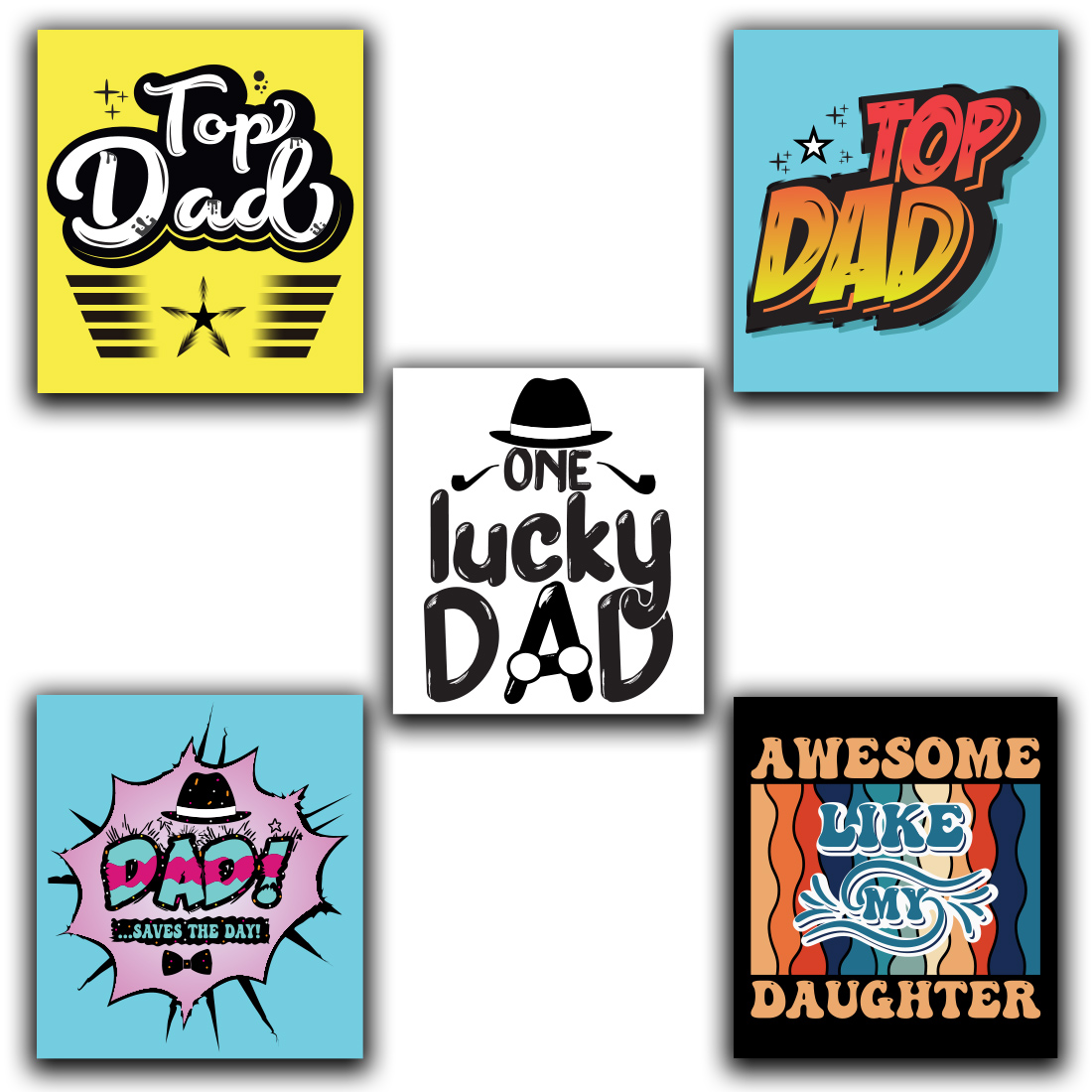 Father\'s Day SVG Bundle Typography Vector T-shirt Design preview image.