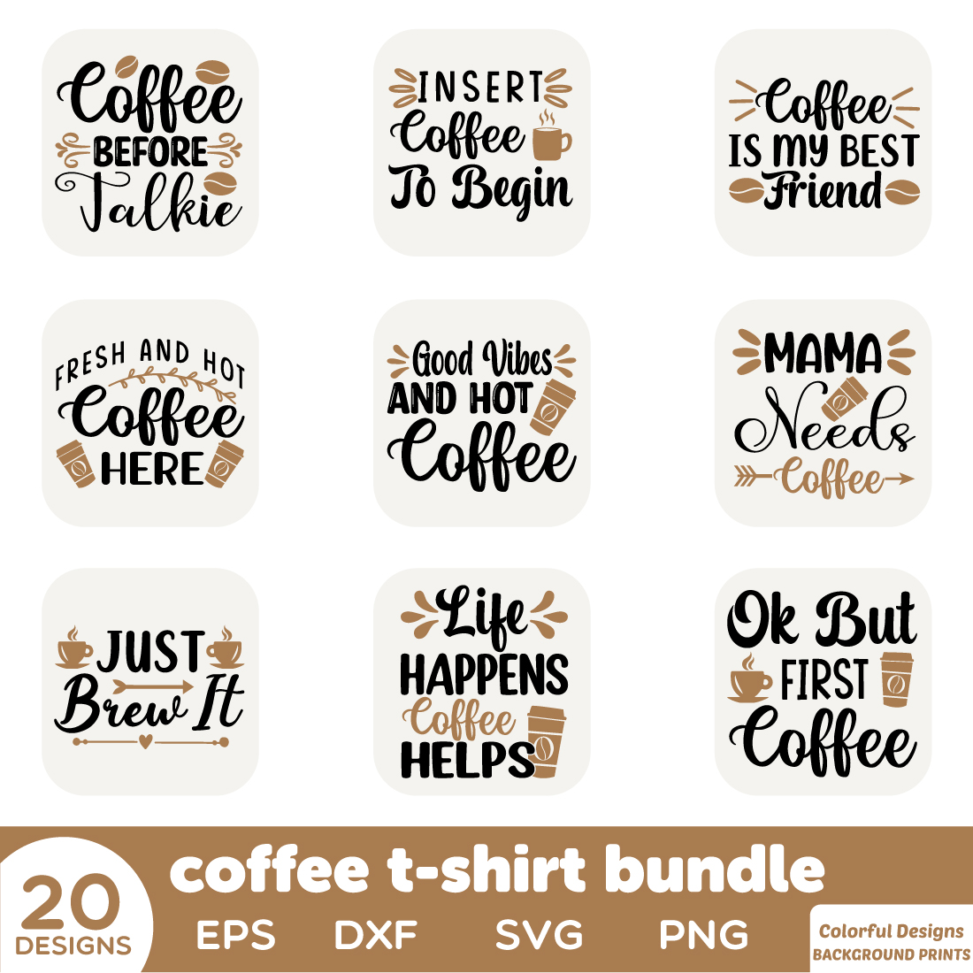 Coffee t-shirt bundle preview image.