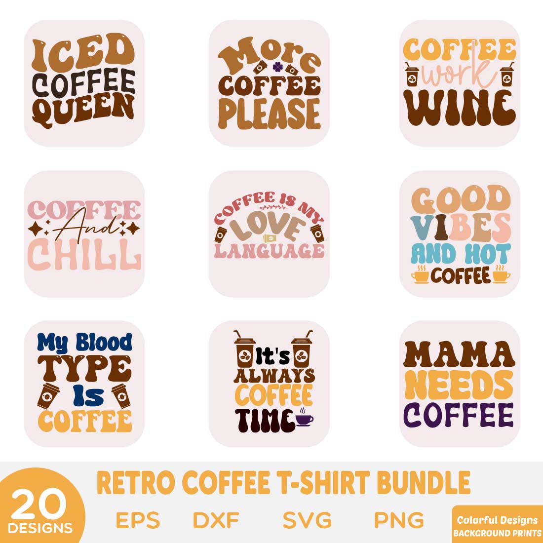 Retro Coffee t-shirt Bundle preview image.