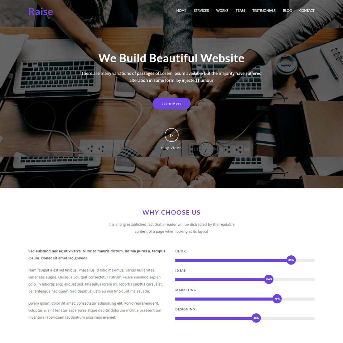 Raise Digital Agency Website Template preview image.