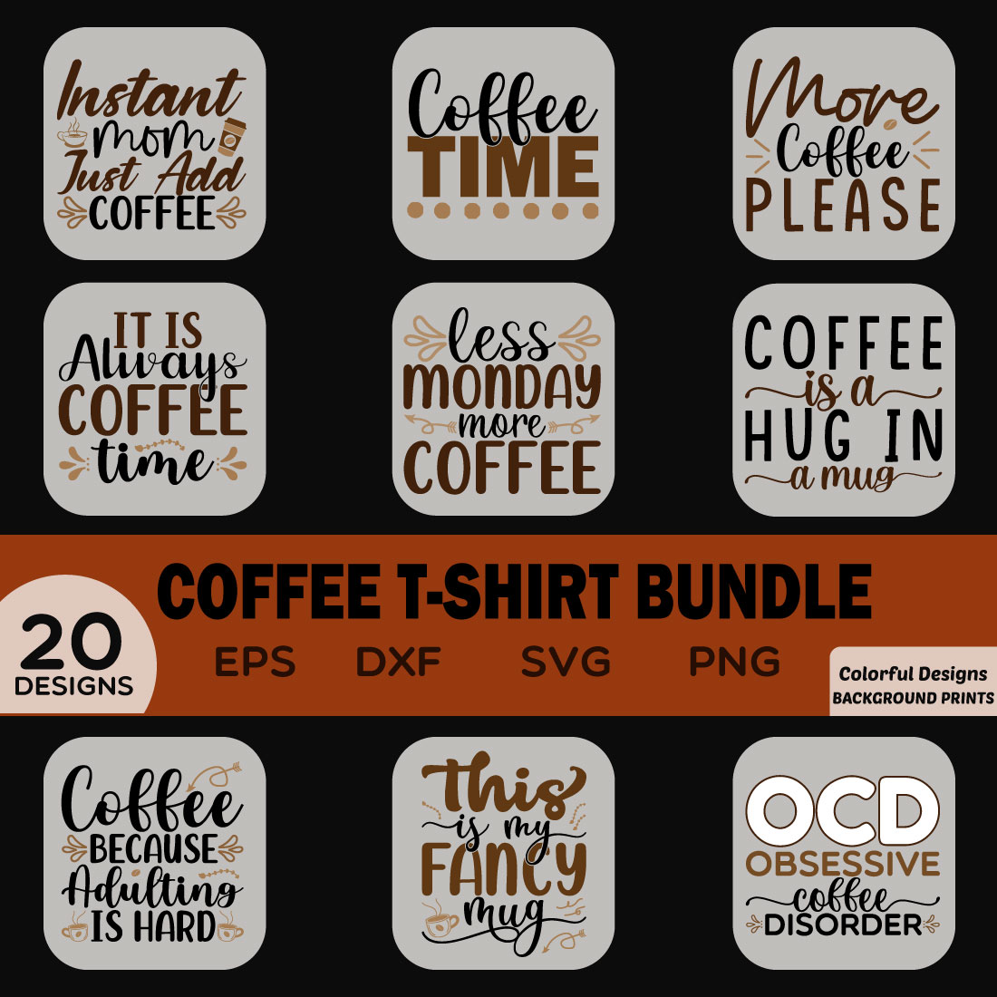 Coffee t-shirt design Bundle preview image.