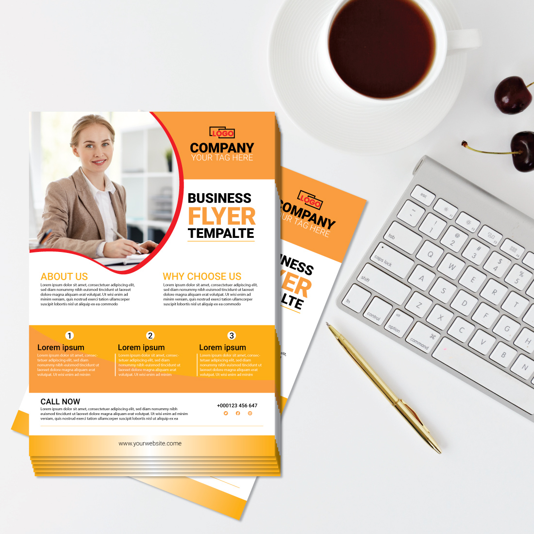 Creative professional business flyer template vector design preview image.