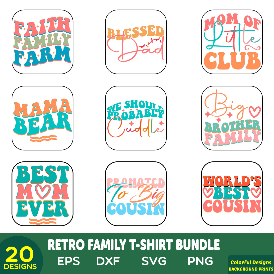 retro family t-shirt bundle preview image.