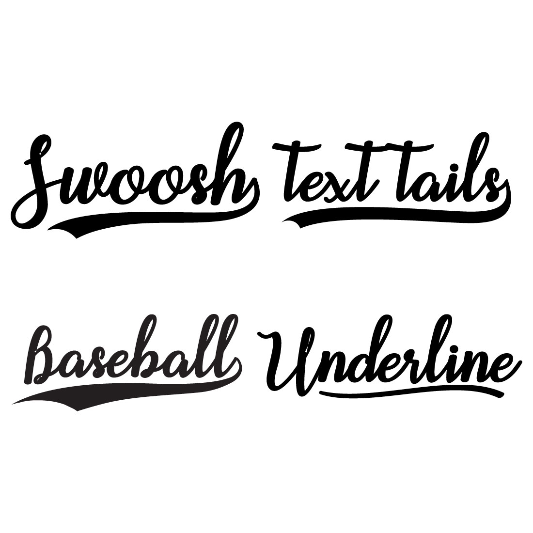 Swooshes Text Tails for Baseball Design. Sports Swash Underline