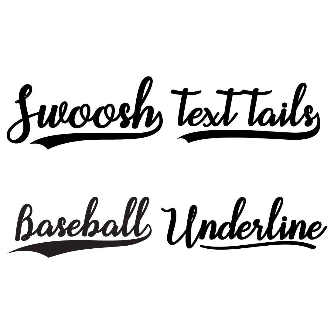 Retro swishes. Baseball swash tails, swooshes for typography and
