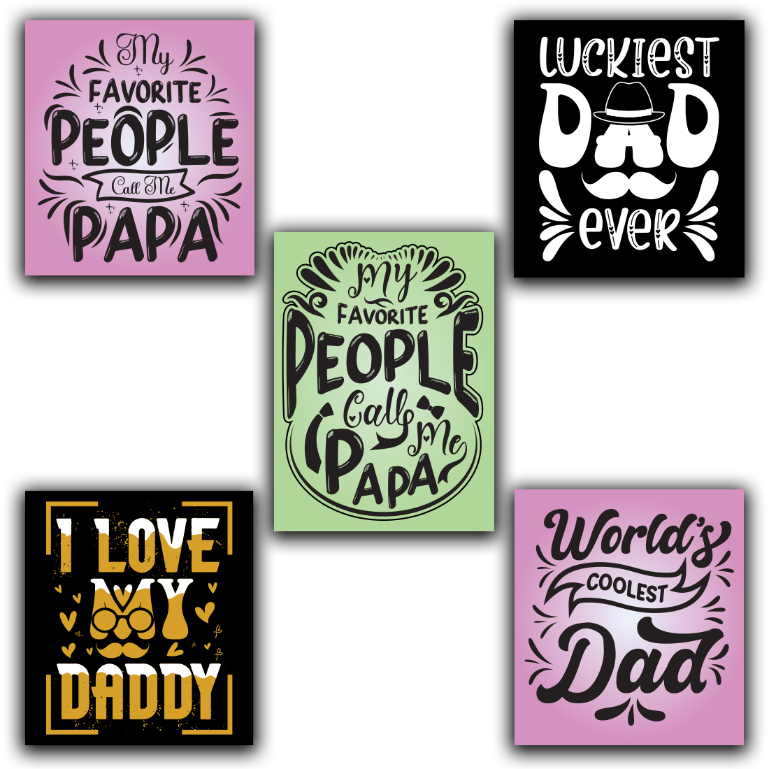 5 Father\'s Day SVG Bundle Typography Vector T-shirt Design preview image.