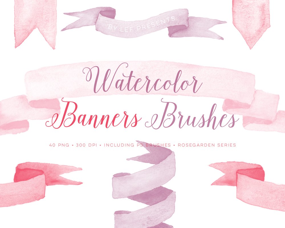 Watercolor Photoshop Brushes Bannerscover image.