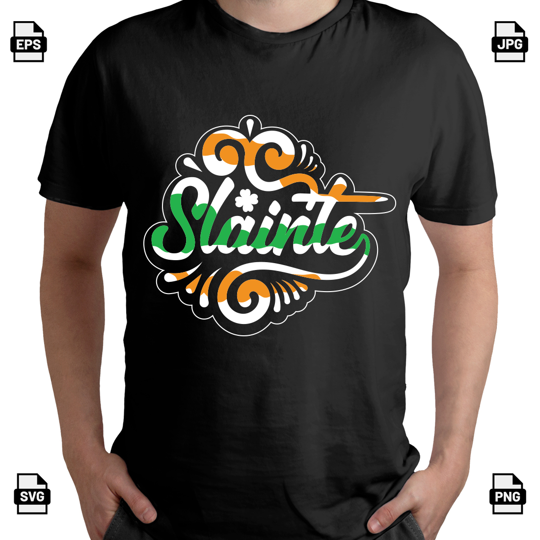 Slainte St Patrick's day t-shirt design preview image.