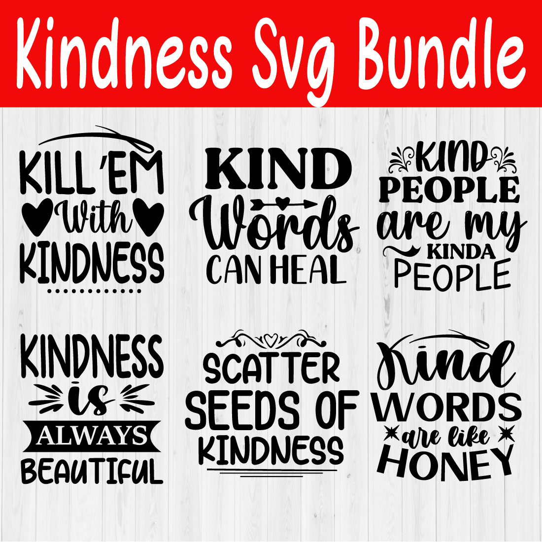 Kindness Typography Design Bundle Vol6 cover image.