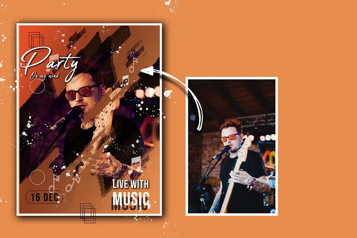 Music Photo Template PSDpreview image.