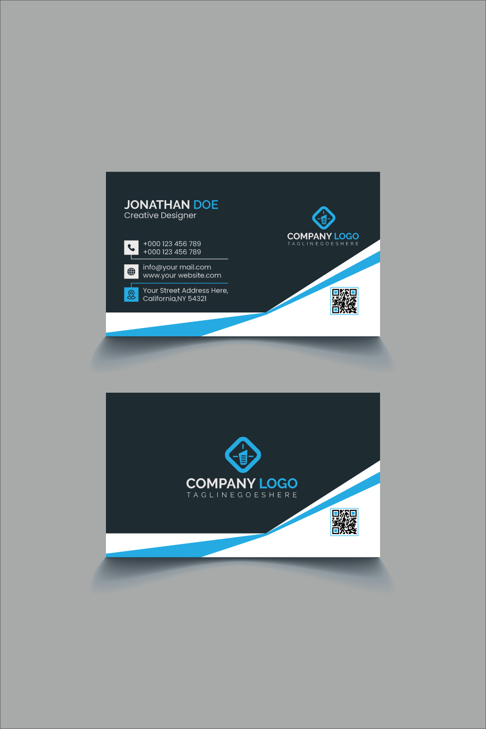 Corporate Creative Business Card Design - AI and EPS File pinterest preview image.