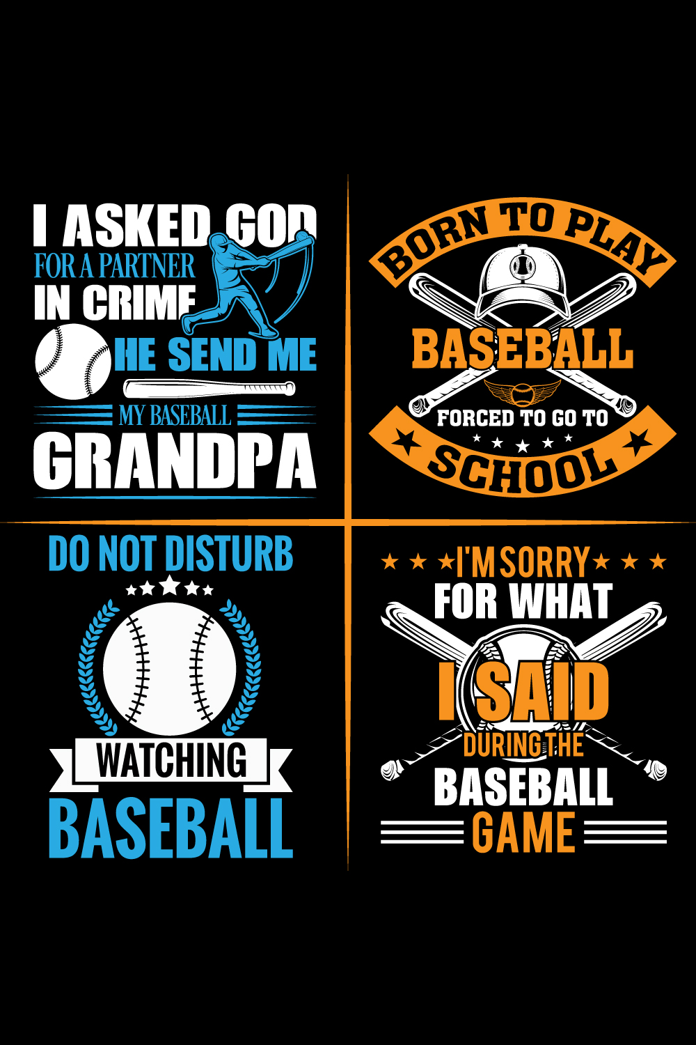 Baseball T-Shirt Design Bundle pinterest preview image.