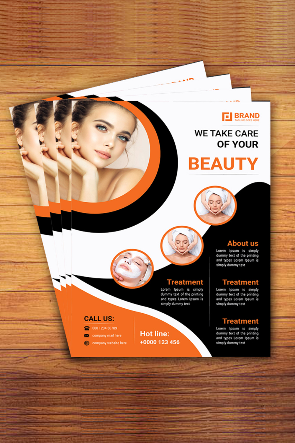 Beauty flyer design template pinterest preview image.