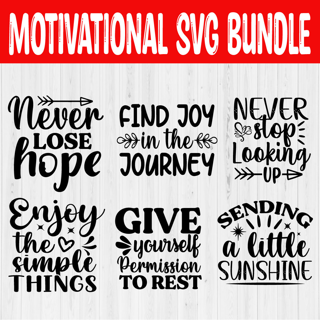 Motivational Svg Bundle Vol1 cover image.