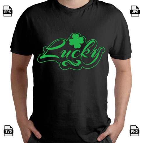 Lucky St Patrick's day t-shirt design cover image.