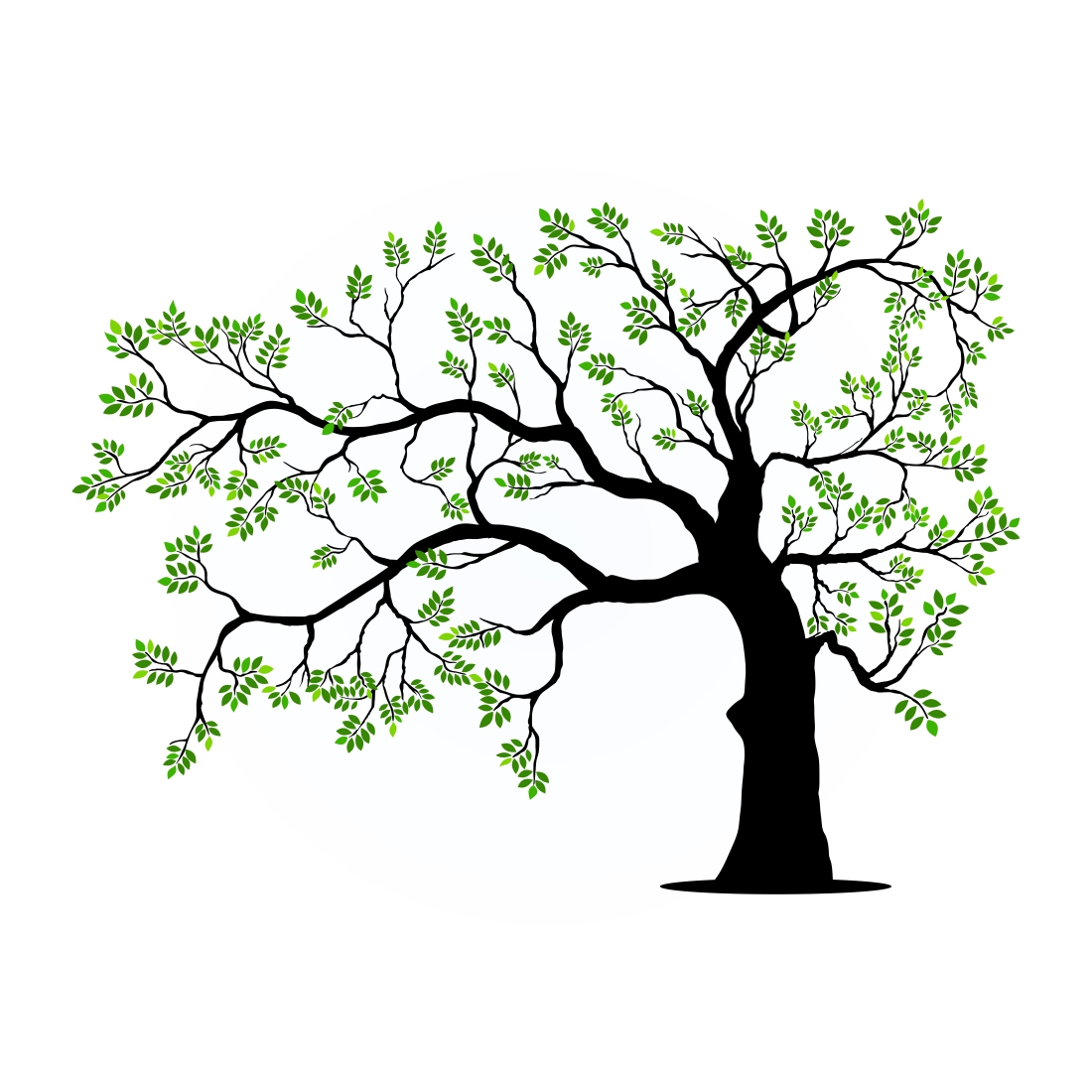 Black Tree with green leaves cover image.