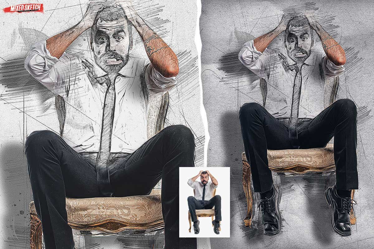 preview 8 mixed sketch photoshop action 931