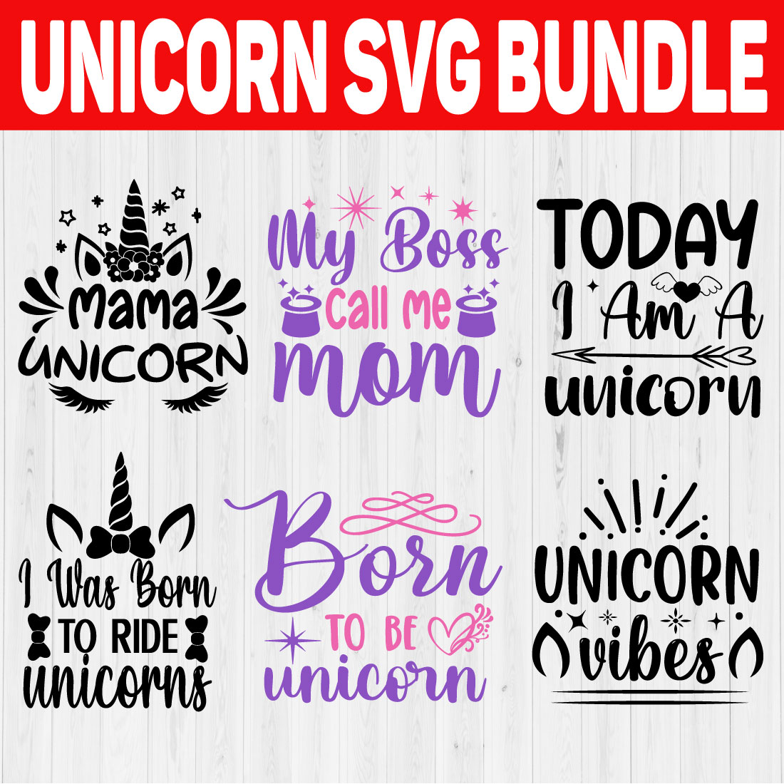 Funny Unicorn Svg Bundle Vol7 cover image.