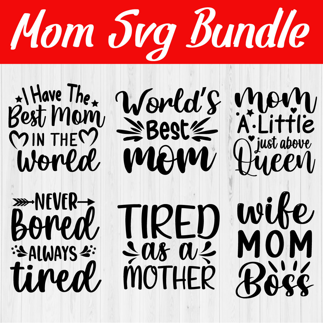 Mom Black Typography Bundle Vol22 cover image.