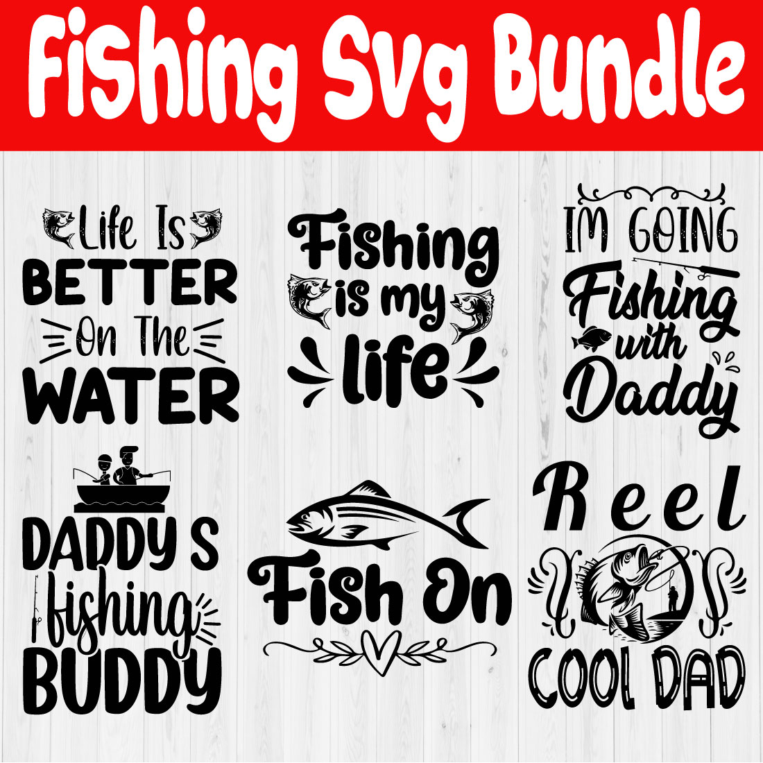 Fishing Black svg design set Vol6 cover image.